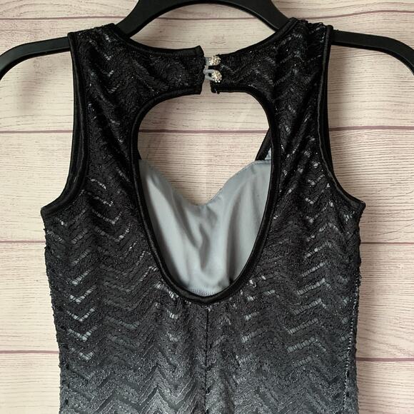 Emerald Sundae Black Gray Chevron Lace Formal Dress Ombre Bodycon Keyhole Size S - Picture 5 of 16